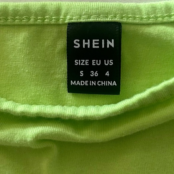 Cropped neon green shirt, size small - Picture 2 of 2